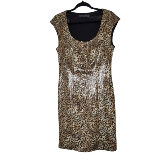 Sue Wong Leopard Sequin Cocktail Dress - Picture 4 of 14